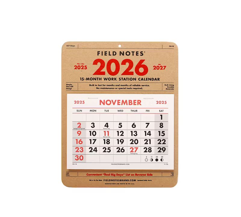 Field Notes 15-month 2026 calendar