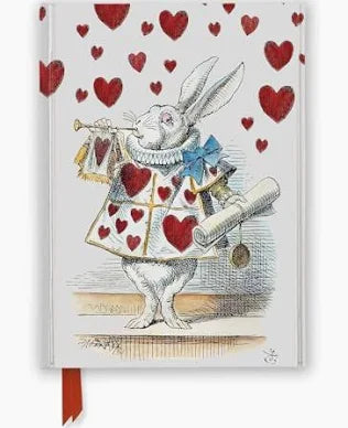 White Rabbit w/Hearts Lined Journal - Alice in Wonderland
